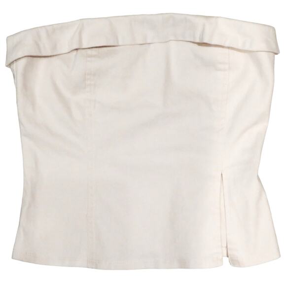 Le Lis Tops - Le Lis Tube Top, Strapless Denim Crop Top, Back Zip Closure Beige XS NWOT